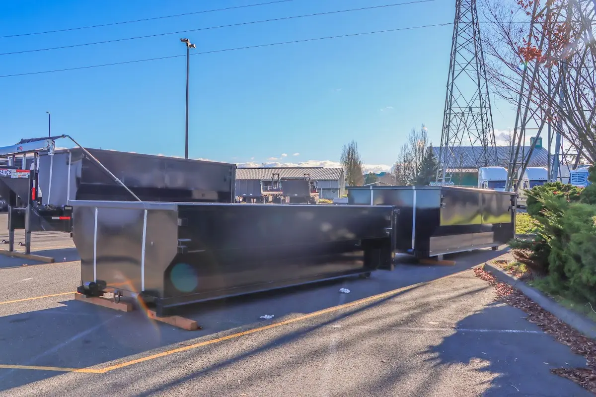 Roll-off dumpster ready for waste disposal at job site for 3 Yard Dumpster Rental in Viera East